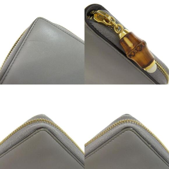 GUCCI Gray Leather Bamboo Wallet - Picture 9 of 11